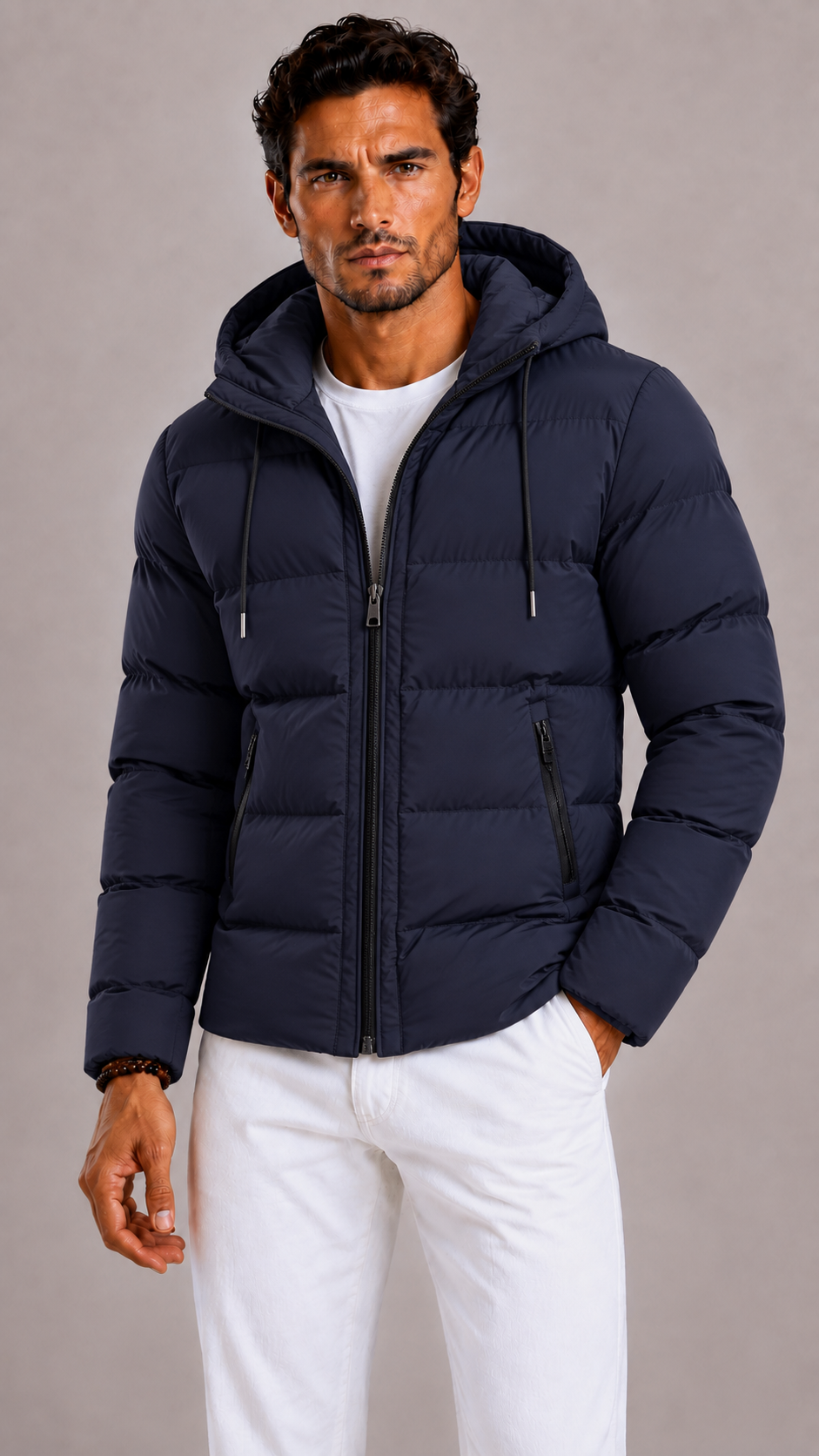 Lunelle | Men's Quilted Parka with Hood and Zipper