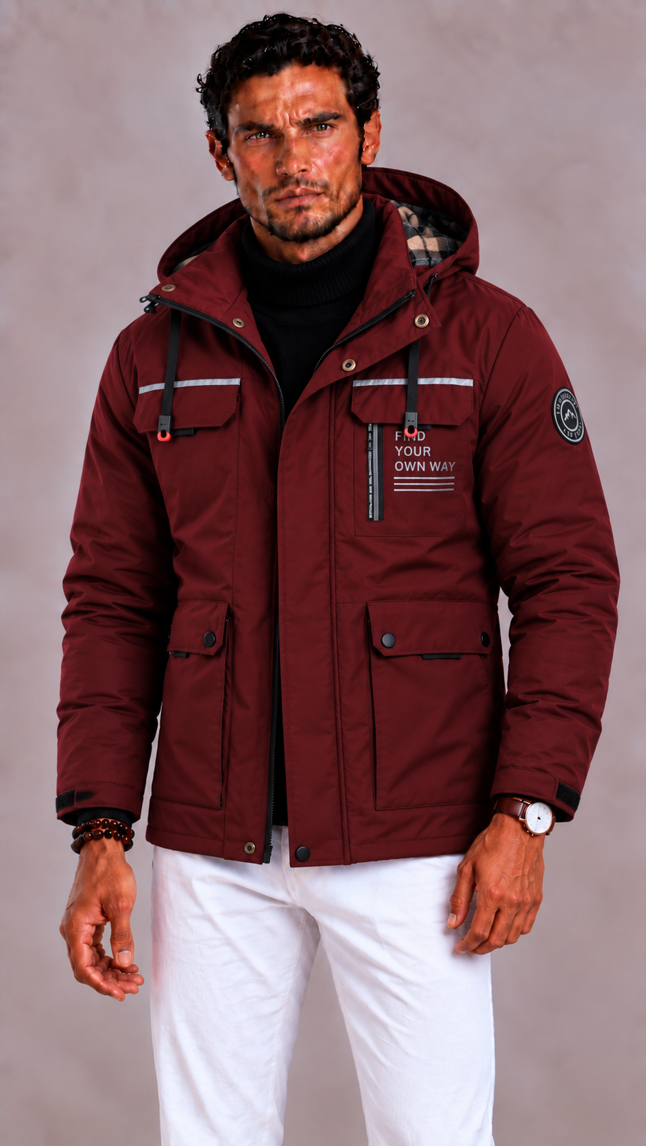 Lunelle | Men's Waterproof Winter Jacket with Hood and Windproof Finish