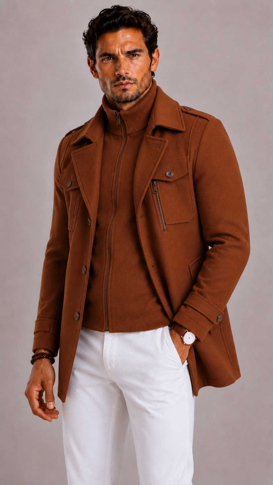 Lunelle | Men's Wool Tweed Jacket with Slim Fit and Button Closure