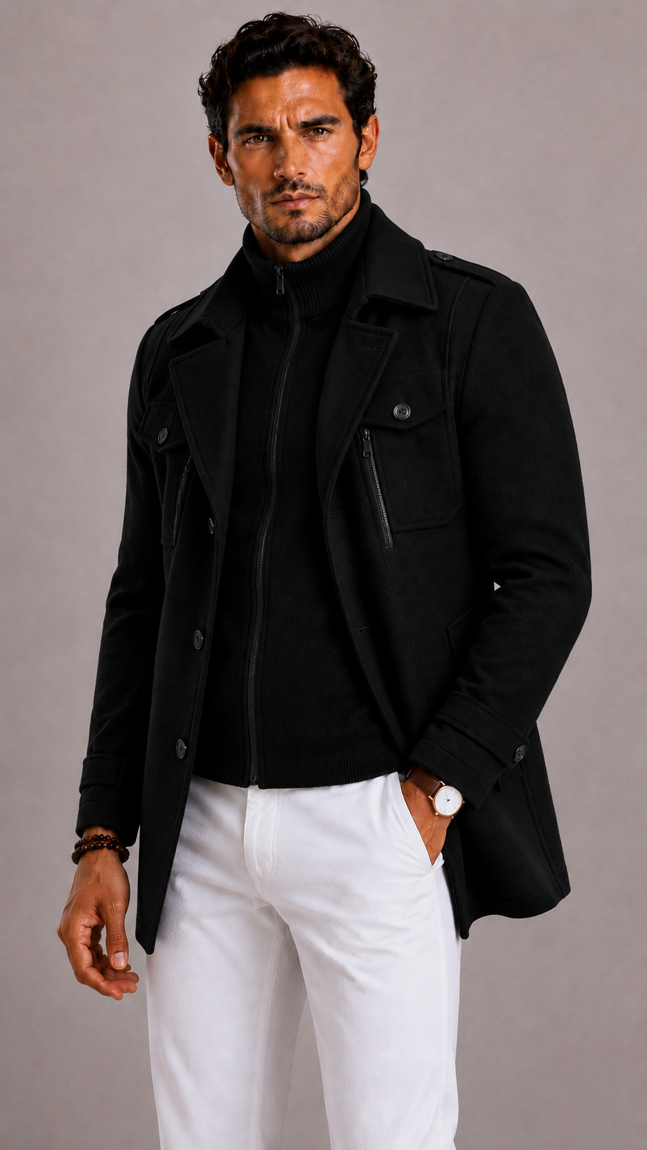 Lunelle | Men's Wool Tweed Jacket with Slim Fit and Button Closure
