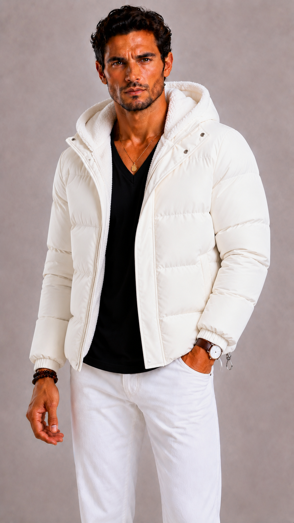 Lunelle | Men's Fleece Jacket with Stand-Up Collar and Zipper