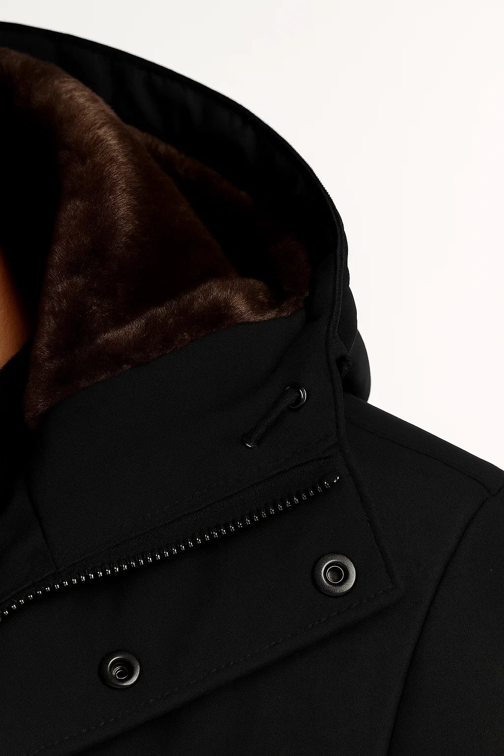 Lunelle | Men's Winter Coat Black Lambswool Oversized Hooded Thick Padded Jacket