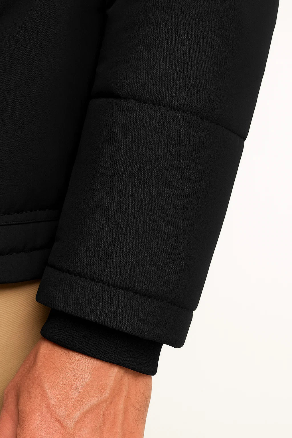 Lunelle | Men's Winter Coat Black Lambswool Oversized Hooded Thick Padded Jacket